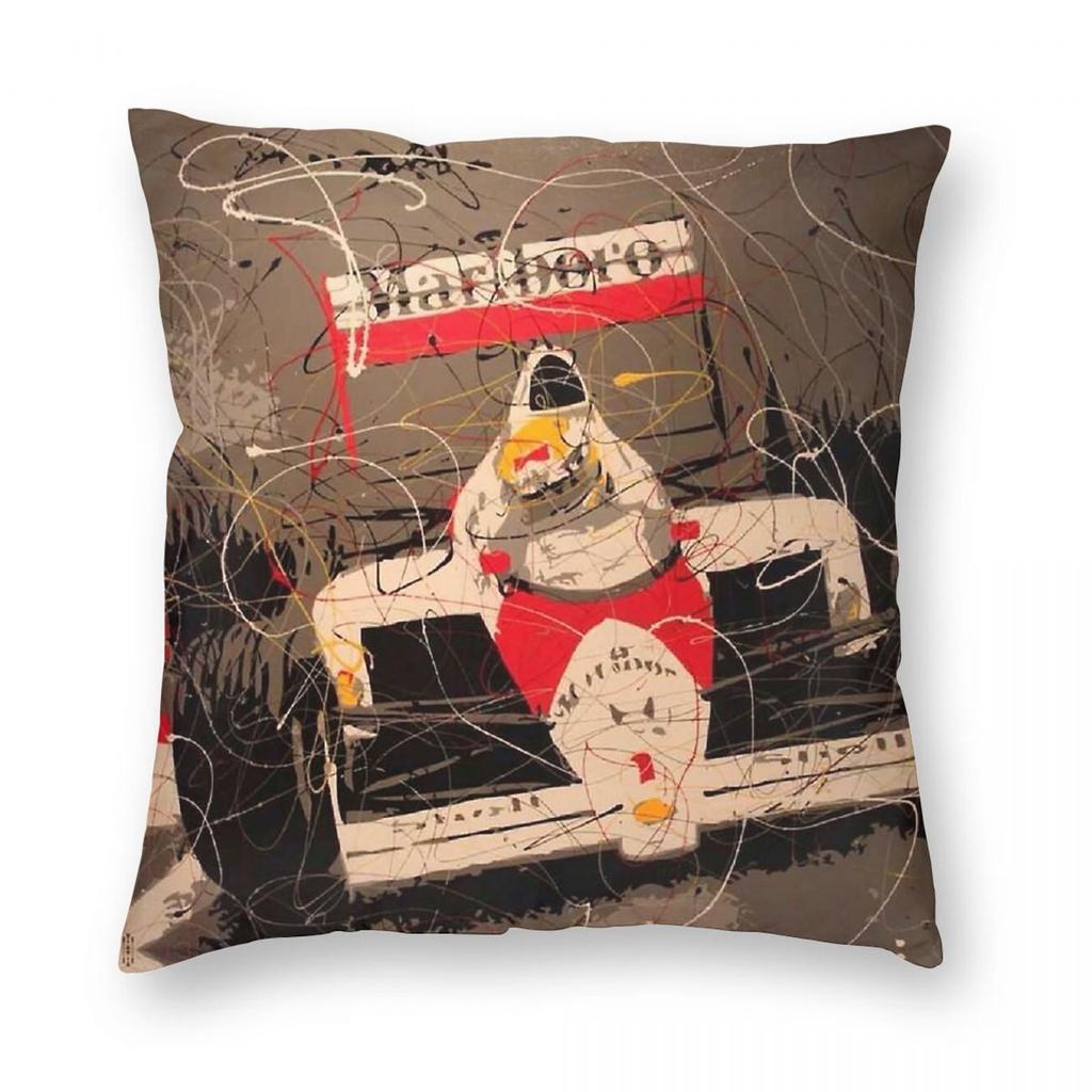 Ayrton Senna Rennfahrer Quadratische Kissenhülle Polyester Leinen Samt Kreativ Reißverschluss Dekorative Kissenhülle Sofakissenbezug