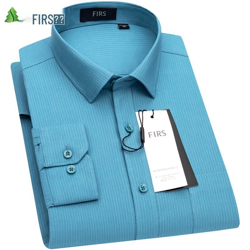 FIRS Men's Long-Sleeve Striped Business Casual Shirt