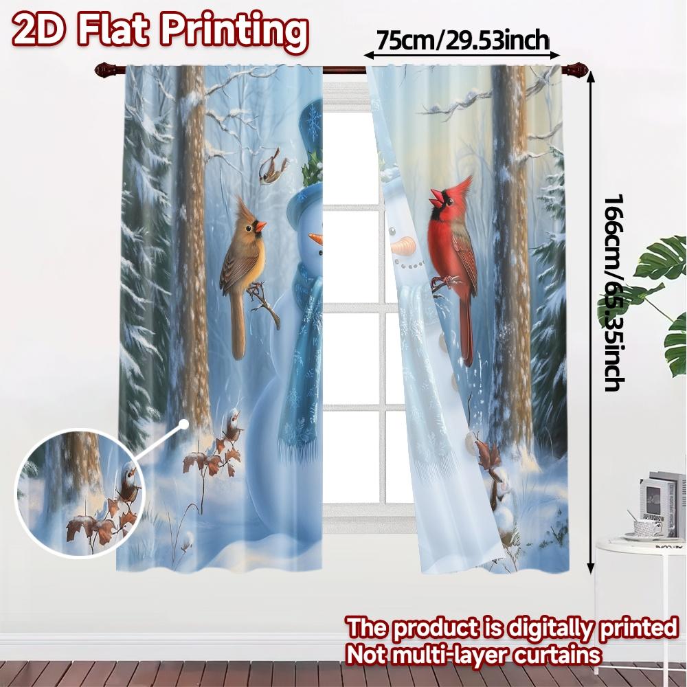 2pcs,Curtains Cute Snowman Winter Friends (2) Minimalist Chic Curtains Durable Polyester Curtains All Seasons Perfect for Living