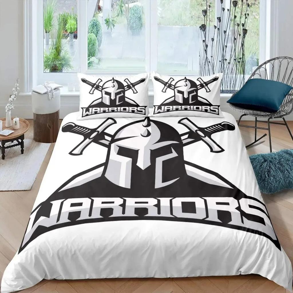 Soldier Duvet Cover Set Teens Boys Japanese-Style Warrior Bedding Set Comforter Cover Set Vintage Style Quilt Cover Full Size
