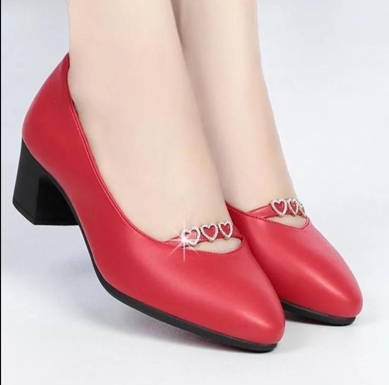 Female Classic High Quality Spring Slip On Square Heel Pumps Women Fashion Comfort Spring Summer Office Shoes A1413
