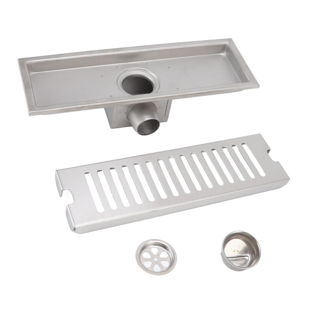 304 Stainless Steel Floor Drain Rectangular Channel Drain Durable Linear Shower Drain  Balcony