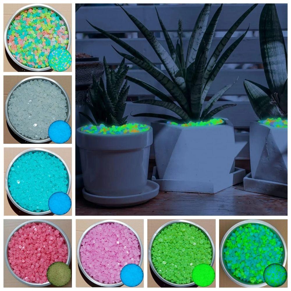 600Pcs Mini Glow in The Dark Pebble Colorful 1cm Fish Tank Luminous Stone Glowing Effect Resin Aquarium Decoration Stone Lawn