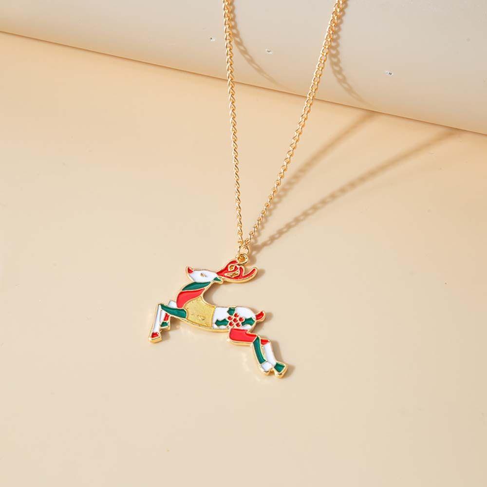 Claus Merry Christmas Clavicle Necklace Women Pendant Necklace Snowman Choker Christmas Necklace