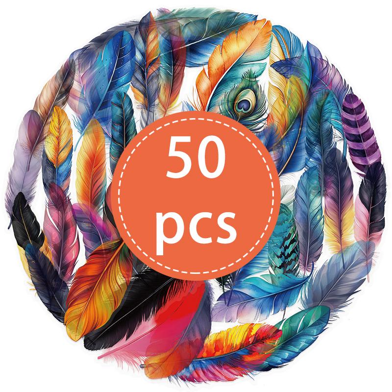 High-Quality 50Pcs High-Quality Transparency High-Quality Feather High-Quality Stickers High-Quality Pack High-Quality Exquisite High-Quality