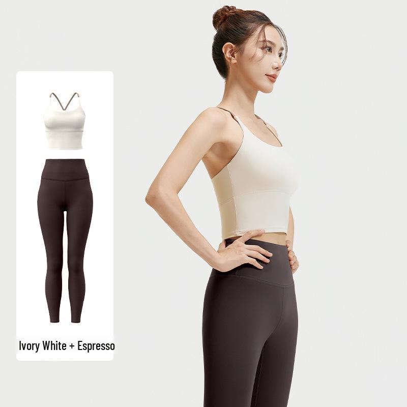 

Ударопрочный спортивный бюстгальтер колор-блок и комплект леггинсов до икры - Летняя коллекция XXL