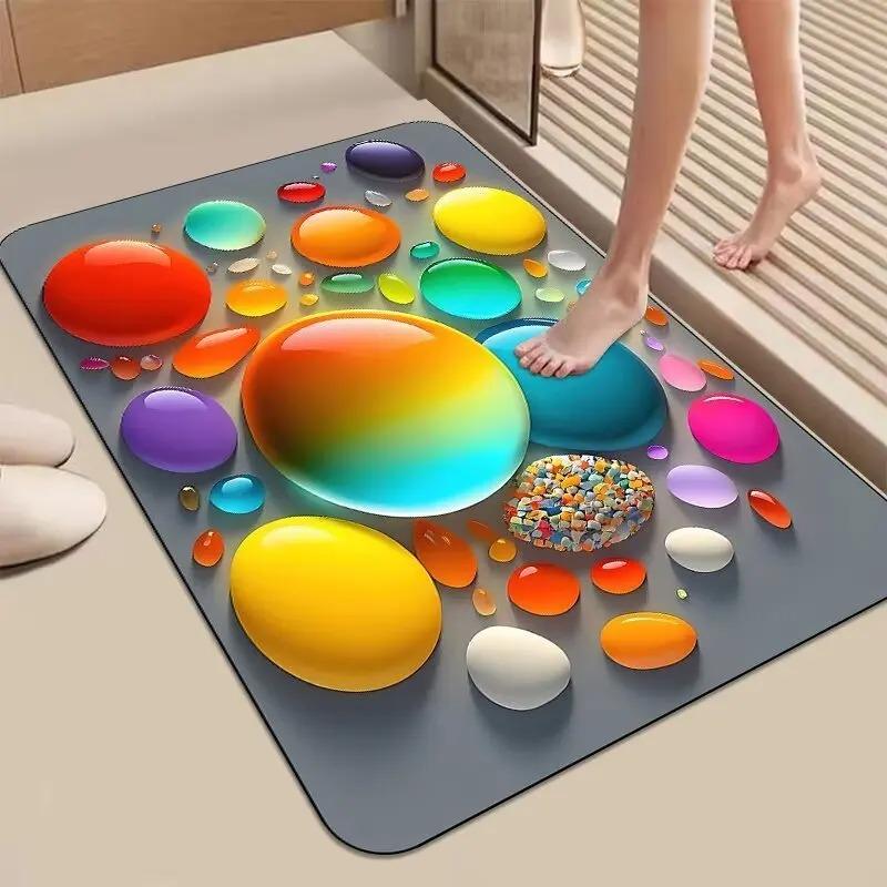 

Colorful Stone Pattern Door Front Mat Decoration Home Bathroom Floor Mat 40x60cm