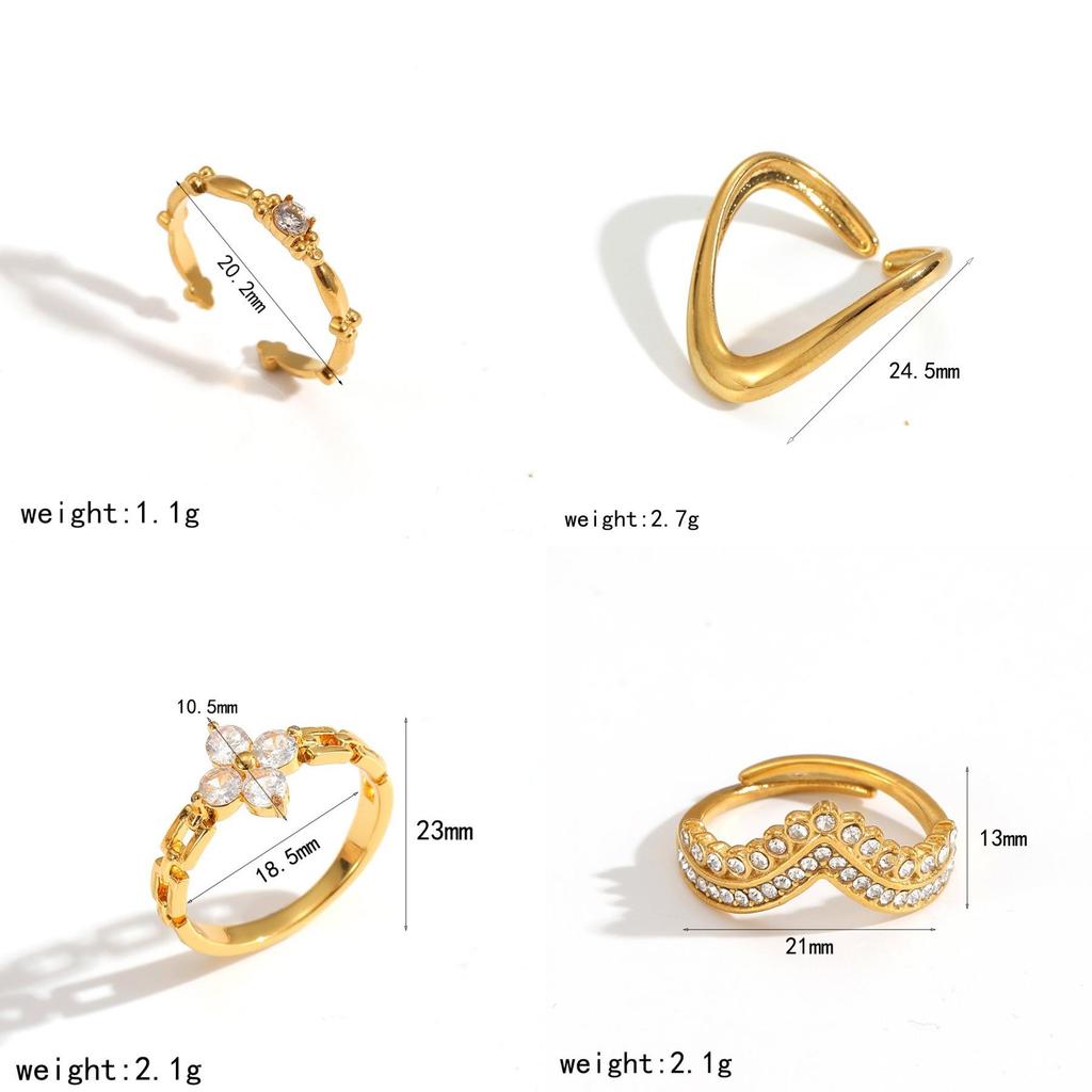 Geometric Stainless Steel Adjustable Ring With Diamonds For Women And Modern Fashion