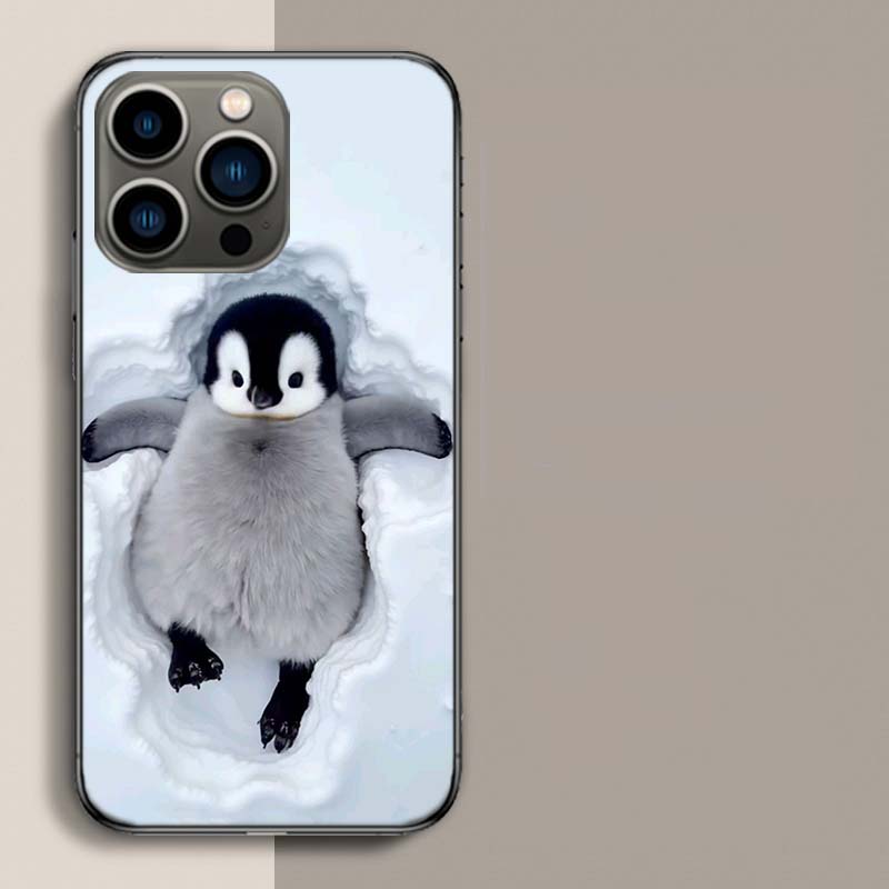 Penguin Baby Healing Phone Case For Iphone 17 Air 15 Pro 14 Plus 16 Pro Max 17E 16E 12 13 Mini 11 Cover Cute Fundas