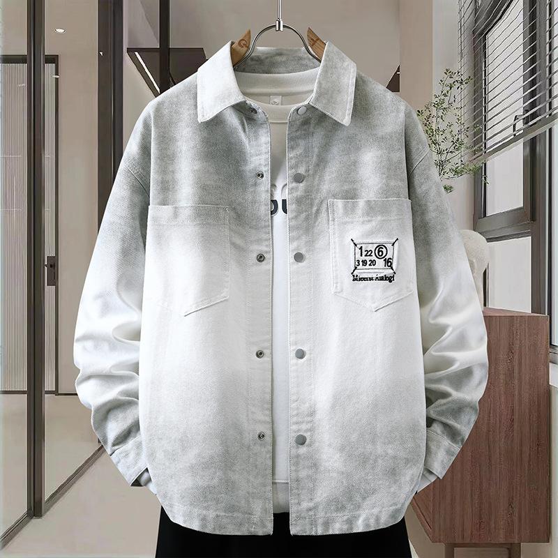 Long-sleeved Denim Jacket for Men Loose Cool and High-end Tops for Teenagers Trendy Shirts for Junior High School Students