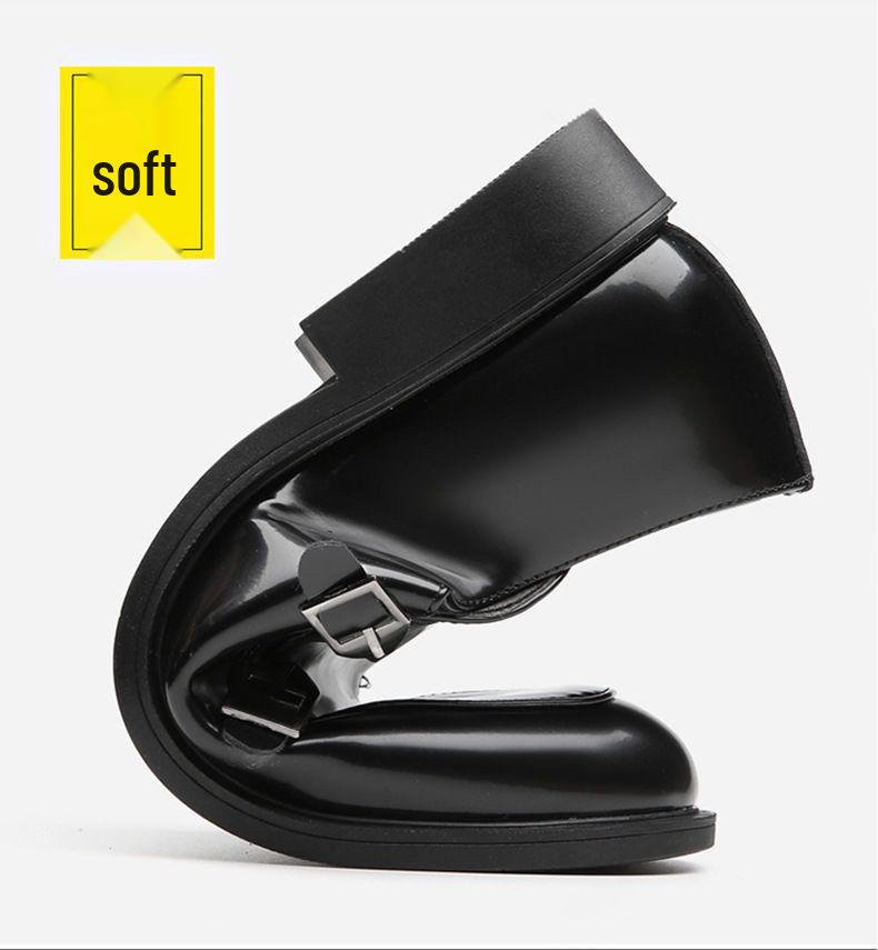 Men's Business Casual Double Buckle Pointed Toe Leather Monk Shoes - Shiny English Style Formal Footwear.