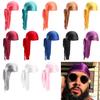 Solid Color Silky Bandanna Turban Hat Breathable Unisex Biker Headwear Headband