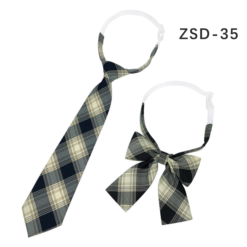 Unisex JK Collar Plaid Bowknot Flower Set - Polyester Cotton Student Uniform Accessory