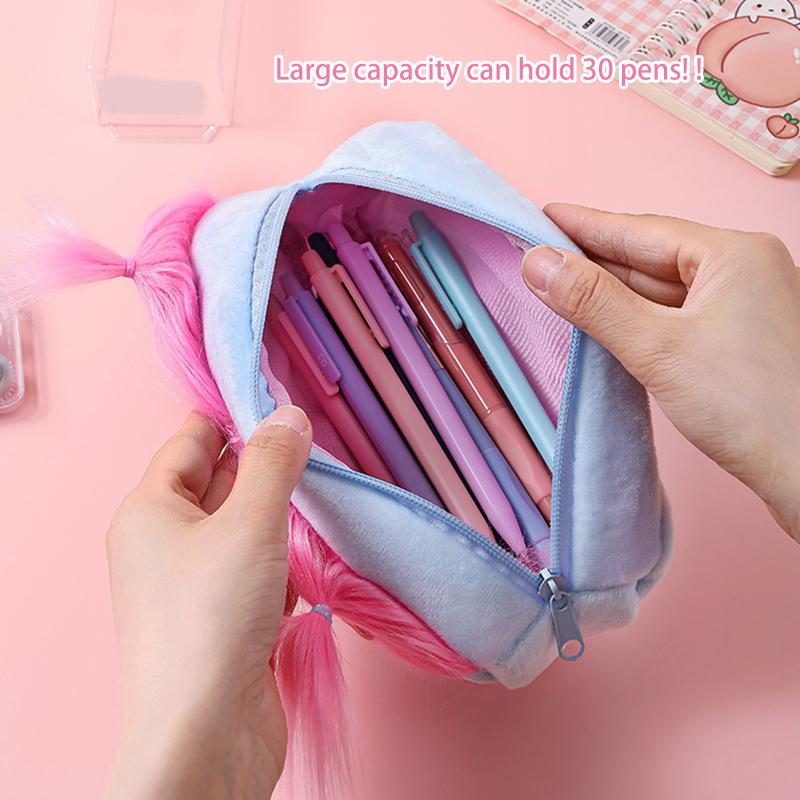 Explosive Hair Ugly Doll Plush Large Intestine Pen Bag Big Eyes Monster Sweet Girl Heart Storage Bag Plush Toy Stationery Box