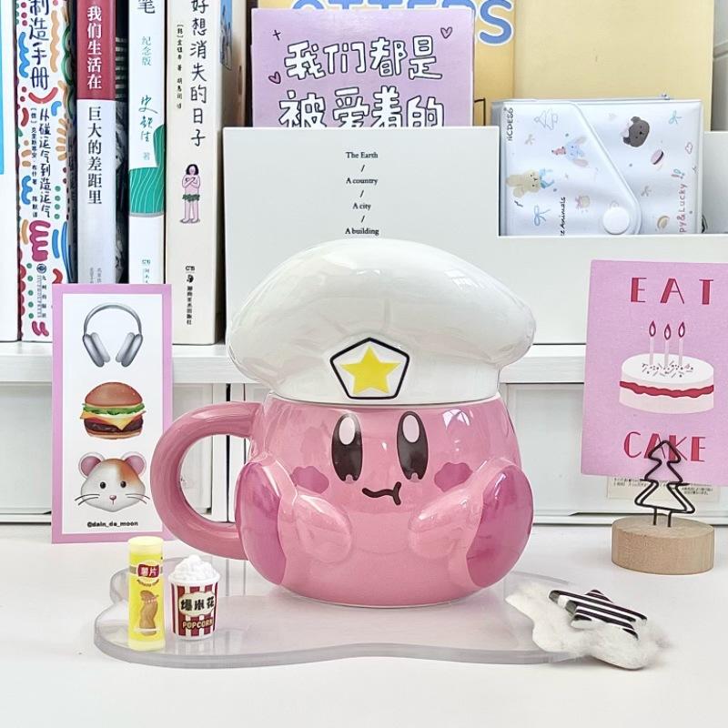 Anime Star Kirby Cartoon Peripheral Ceramic Cup Ceramic Mug Ins Style Special Beautiful Bowl Children'S High End Home Furnis