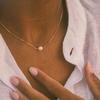 E-Manco Classic Stainless Steel Necklace Simple Imitation Pearl Pendant Choker Necklace for Women Chain Necklaces