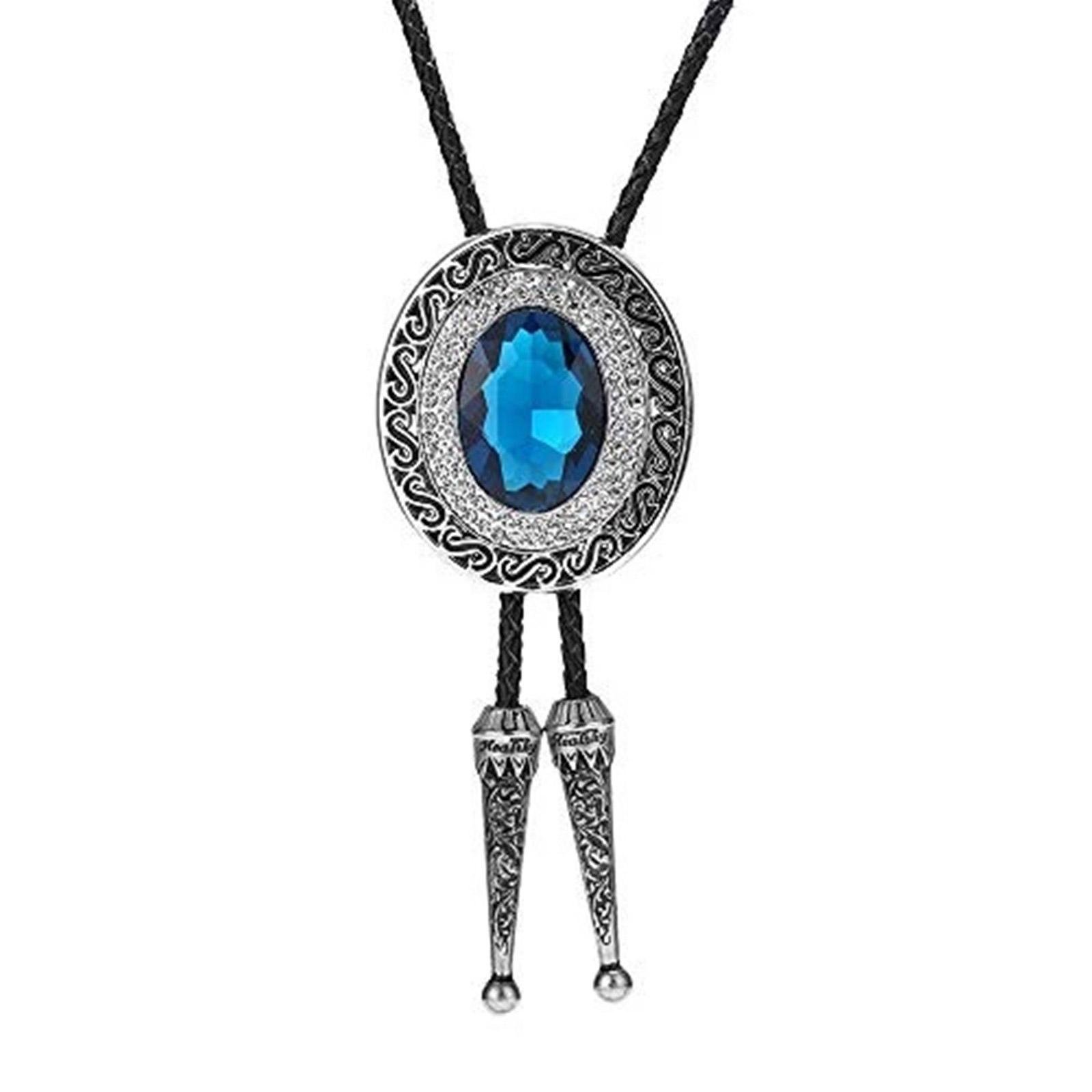 

Elegant Bolo Tie with Carving Pendant Crystal Necktie Western Cowboy Necklace Cool Bola Tie Western Cowboy Costume різнокольоровий