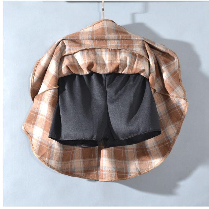 Retro Wollrock Hohe Taille Karomuster Herbst Winter College-Stil Figurbetont Kurzer Rock Rot A-Linien-Rock