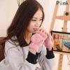 Girls Coral Velvet Flip Cover Half Finger Winter Hand Warmer Mittens Clamshell Gloves Flip Half