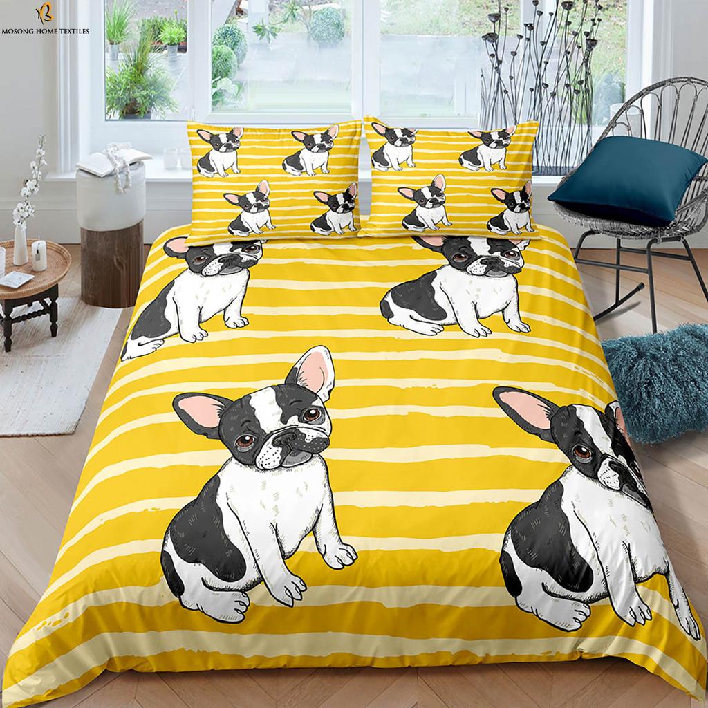 Cute Dog Husky Animal Stereo Printing Quilt Cover Polyester Bedding Set Pillowcase Pieces Curtain