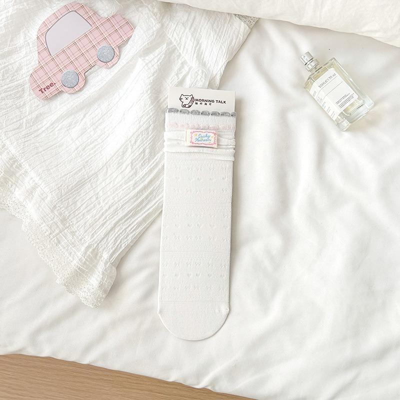 

Sock Children Summer Bow-knit Tube Socks with Mesh Fabric and Letter Pattern, Pile-up Socks for Women 1 pair