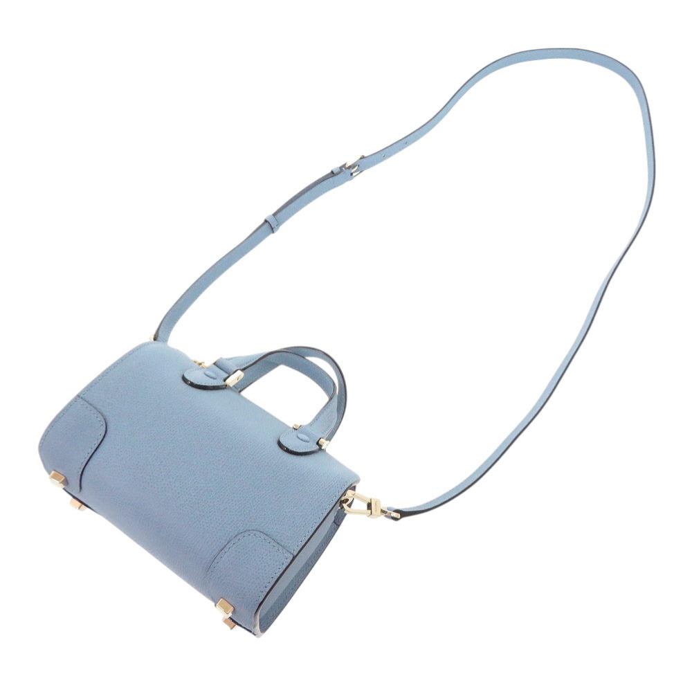Used AUTHENTIC Valextra V5L30 2WAY Babila Micro Hand Bag blue Leather