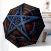 Blue Pentagram Symbol Decorative Wall Art Print Umbrella, Cute Umbrella with Cute Design, Portable 3-Fold Compact Umbrella for Men & Women, Valentine'