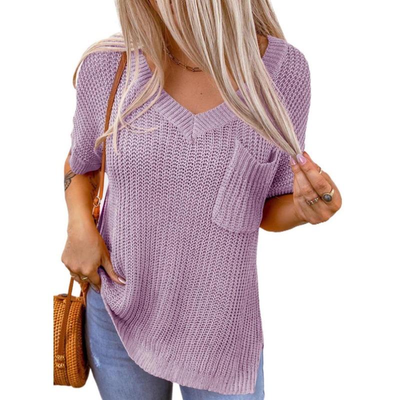 

Летняя женская футболка с v-образным вырезом и капюшоном, вязаный свитер с карманами, топ с короткими рукавами и скелетом XL