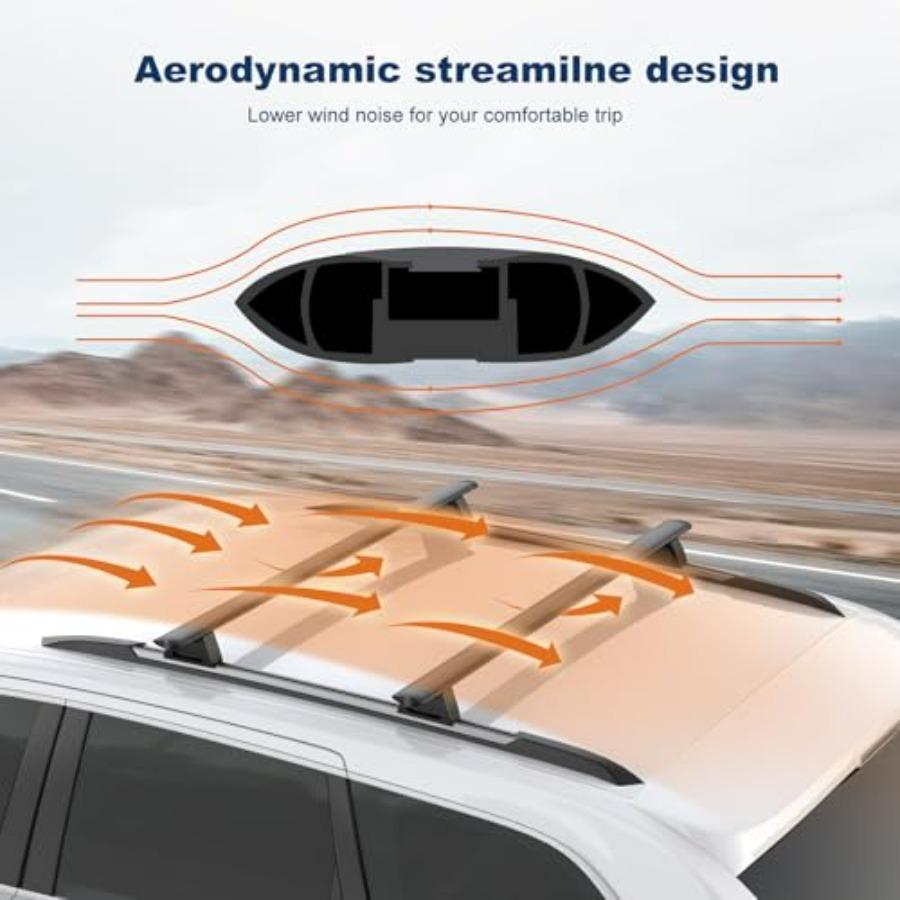 165lbs Aluminium Takräcke Tvärbalkar Kompatibel för 2011-2021 Jeep Grand Cherokee med Spårade Sidoprofiler Takbagagebärare