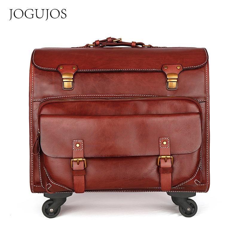 

Ретро кожаный чемодан на колесиках мужской и женский деловой ручная кладь 20-дюймовый чемодан универсальное колесо чемодан