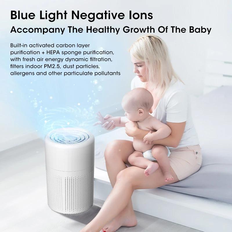 Air Purifier Smoke Odor Negative Ion Generator Household HEPA Air Purifier Efficient Purifying Air Formaldehyde for Car and Room