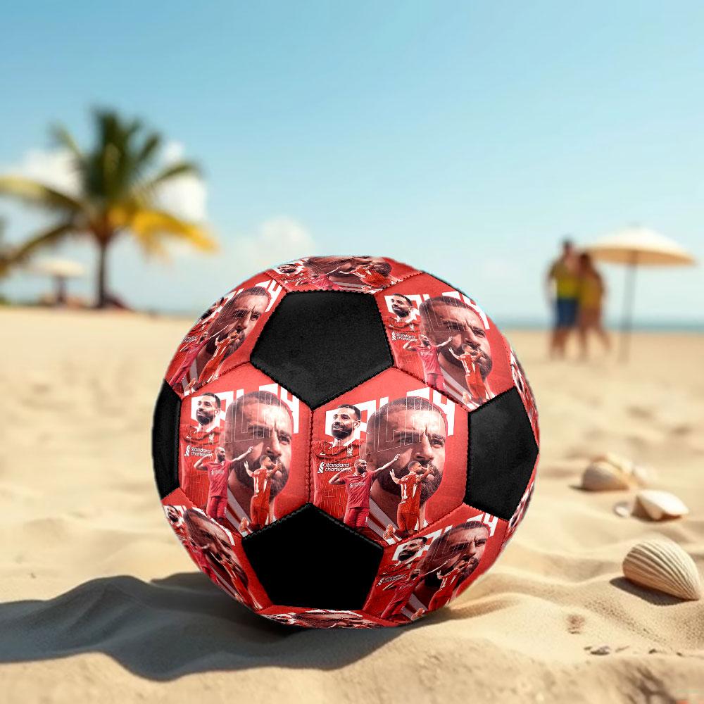 Salah Printed Size 5 Soccer Ball, Machine-Stitched PVC, Durable & High Bounce, All Ages Fit, fan merchandise, matches & outdoor use.