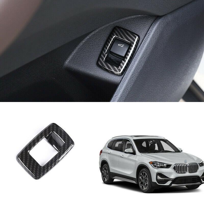 For BMW X1 2016- F48 carbon fiber inner rear door trunk switch cover trim