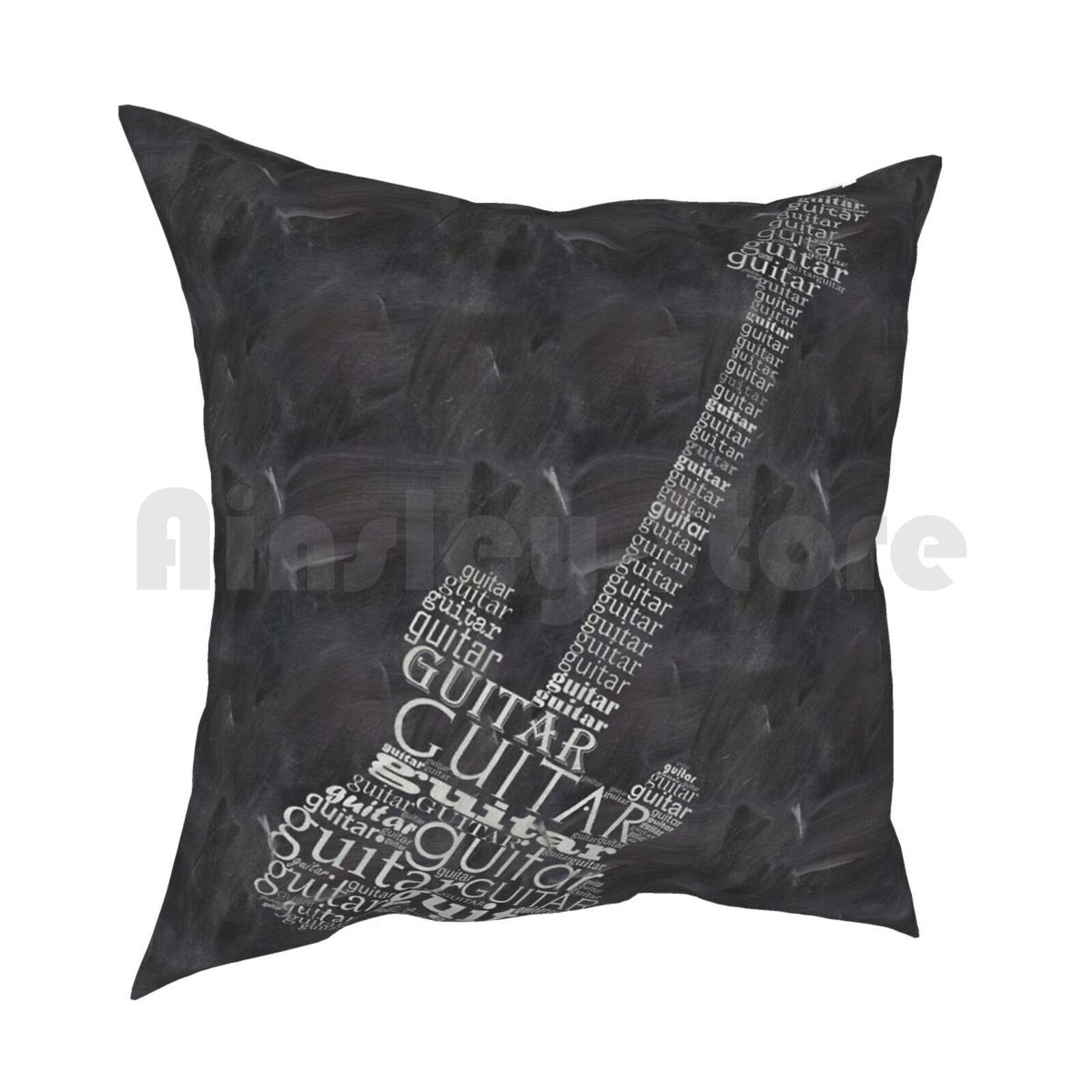 Guitar On Chalkboard Pillow Case Printed Home Soft Throw Pillow Guitar Guitar Art Guitar Guitar Guitar Guitar Typography 30x30cm 12x12in