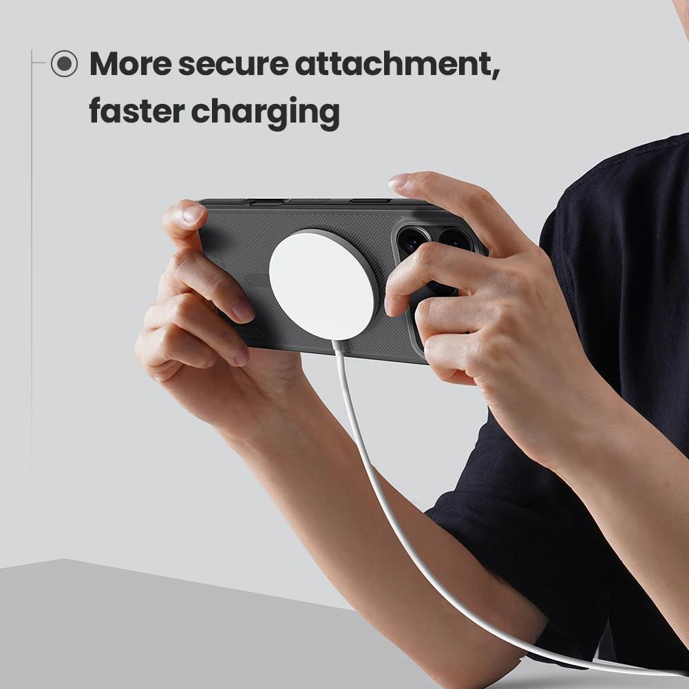 For iPhone 16 17 Pro Max Air 16e Nillkin Magnetic Case Frosted Pro Magsafe Hard PC Full 360 Back Cover Protect For iPhone Air