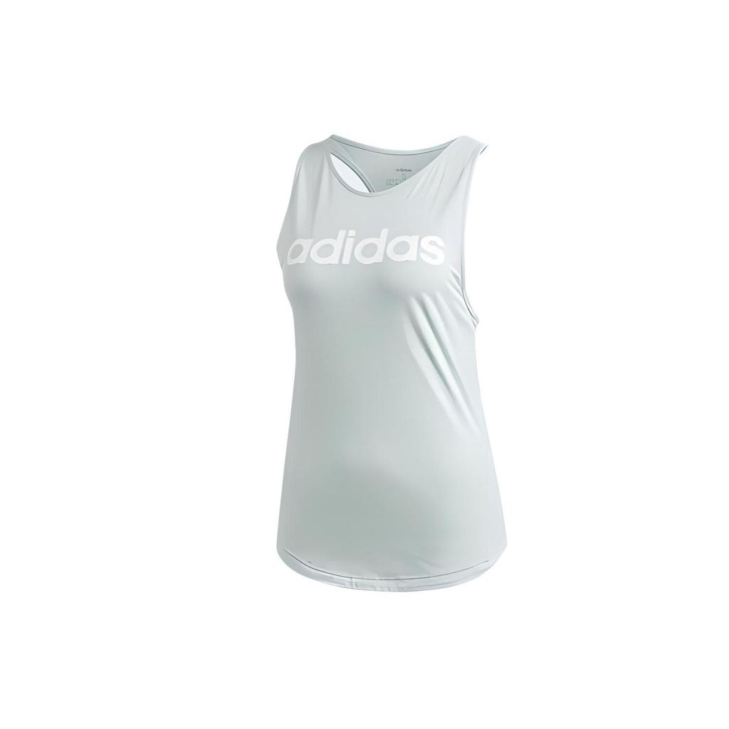 Adidas Letter Logo Printed Sports Tank Top Women Tops Green FM6360