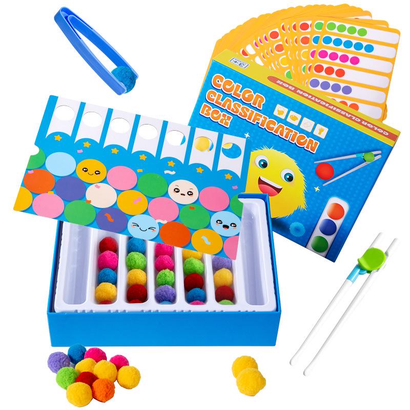 Pom-Pom Beads Color Game: Early Education & Fine Motor Skills Toy for Children