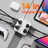 8Ac+4Usb Extension Cord Power Strip With Usb (Type C), Ultra-Thin Flat Plug For Travel/Home/Office