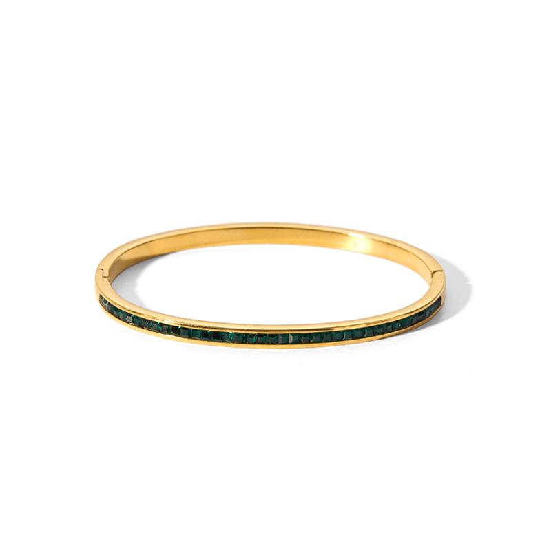 New Waterproof Cubic Zirconia Bangles Stainless Steel Bracelets Tarnish Free Jewelry for Women Factory Wholesales Customize