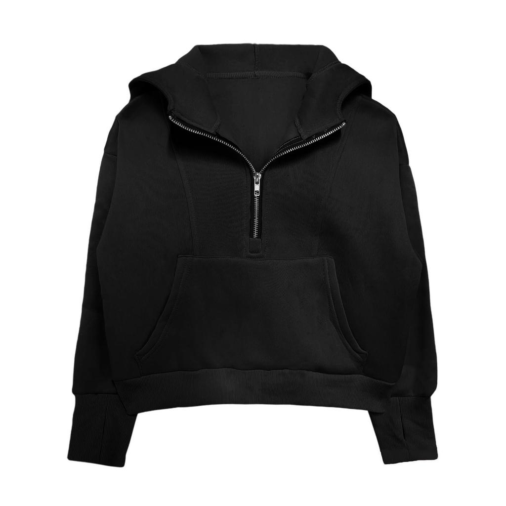 Kinder Kapuzen-Sweatshirt mit Reißverschluss, verdickt für Mädchen, einfarbiges Oberteil