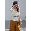 VICTORIA&VERA Lace Sleeveless Shirt & Wide-Leg Pants Set