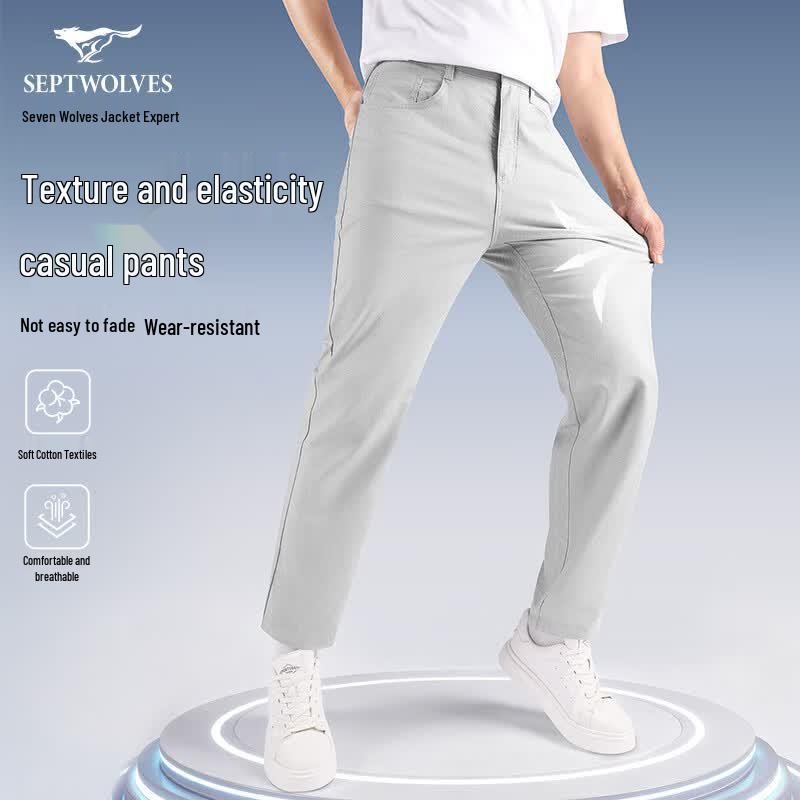 Septwolves Men s Textured Straight-Leg Casual Pants 32A
