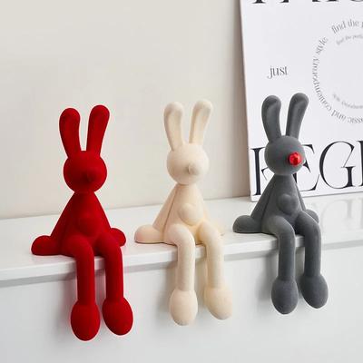 Nuovo Nordico Seduto Coniglio dalle Orecchie Lunghe Floccato Figurine TV Vetrina per Vini Decorazione Arte Moderna Casa Desktop Portico Scultura Artigianato