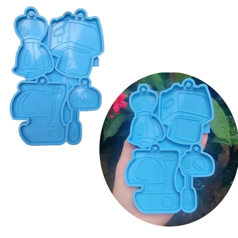 Silicone Mold for DIY Keychains Coffee Machine and Bread Maker Shape Pendant Epoxy Mold Keychain Earring Making Craft