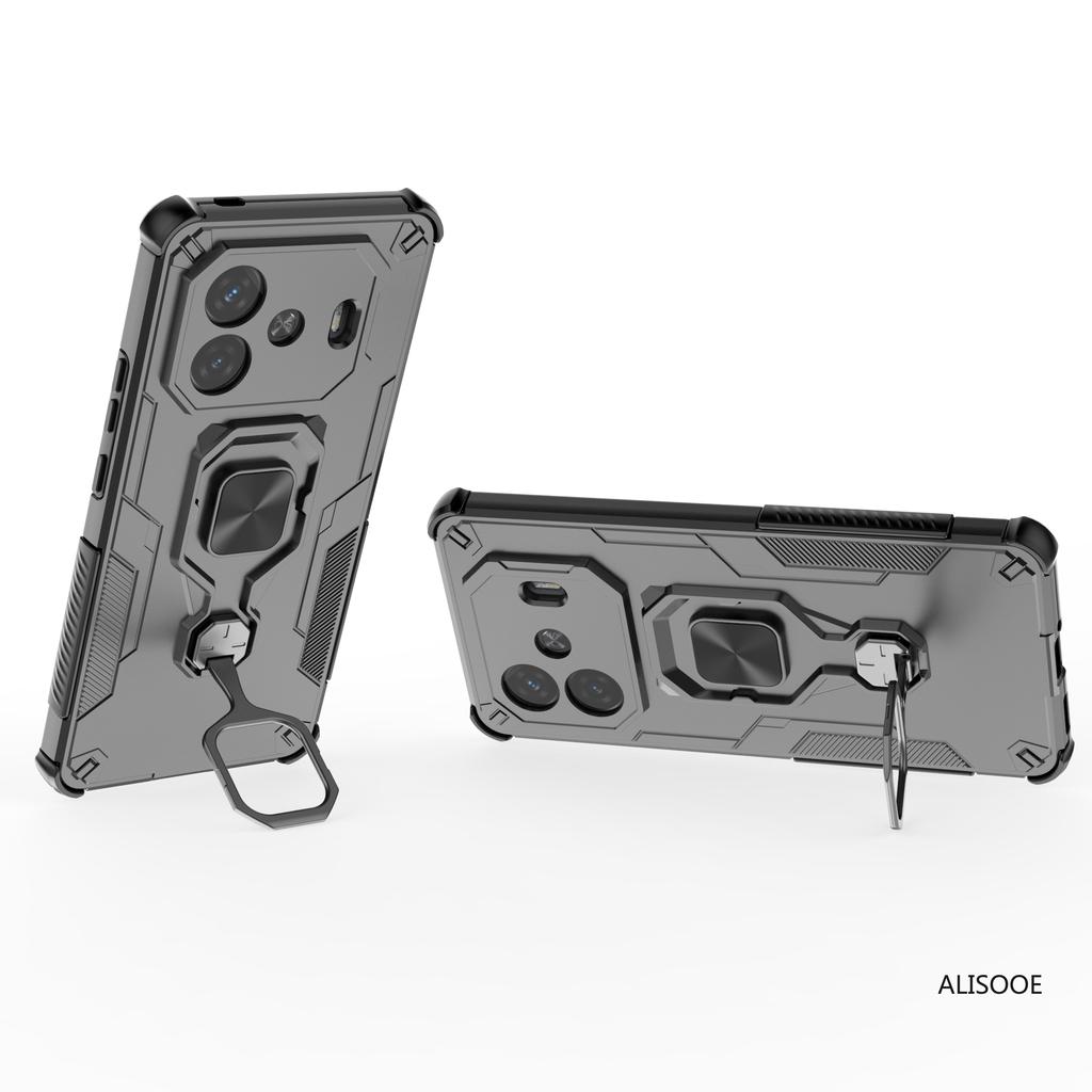 Rotatable Kickstand Capa for Vivo IQOO Z9 Turbo 5G Case Magnetic Ring Holder Protection Phone Cover Fundas