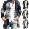 Men Overcoat Plaid Single-breasted Turndown Collar Long Sleeves Slim Mid-length Jacket Coat