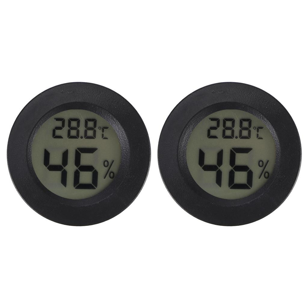 2PCS Mini Digital LCD Thermometer Hygrometer Round Shape Temperature Humidity Meter for Reptile Box