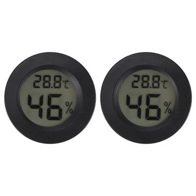 2PCS Mini Digital LCD Thermometer Hygrometer Round Shape Temperature Humidity Meter for Reptile Box