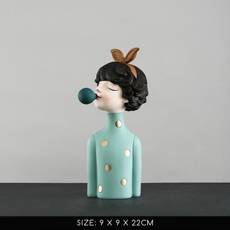 Fashionable Bowknot Girl Sculpture Resin Statue