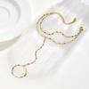 18K Gold Plated Stainless Steel Hand Chain Bracelet Finger Ring Double Layer Waterproof Jewelry for Women